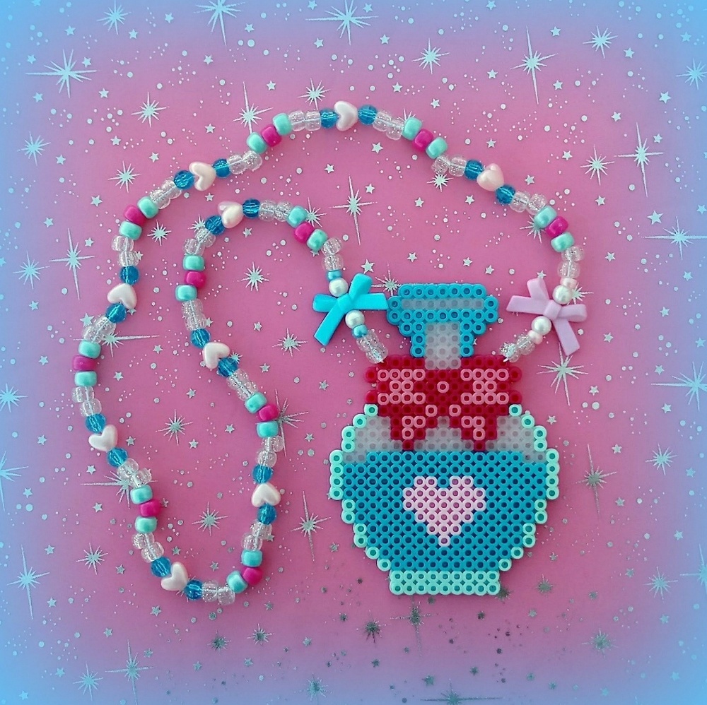 Love potion perler bead kandi rave necklace